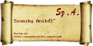 Szuszky Anikó névjegykártya